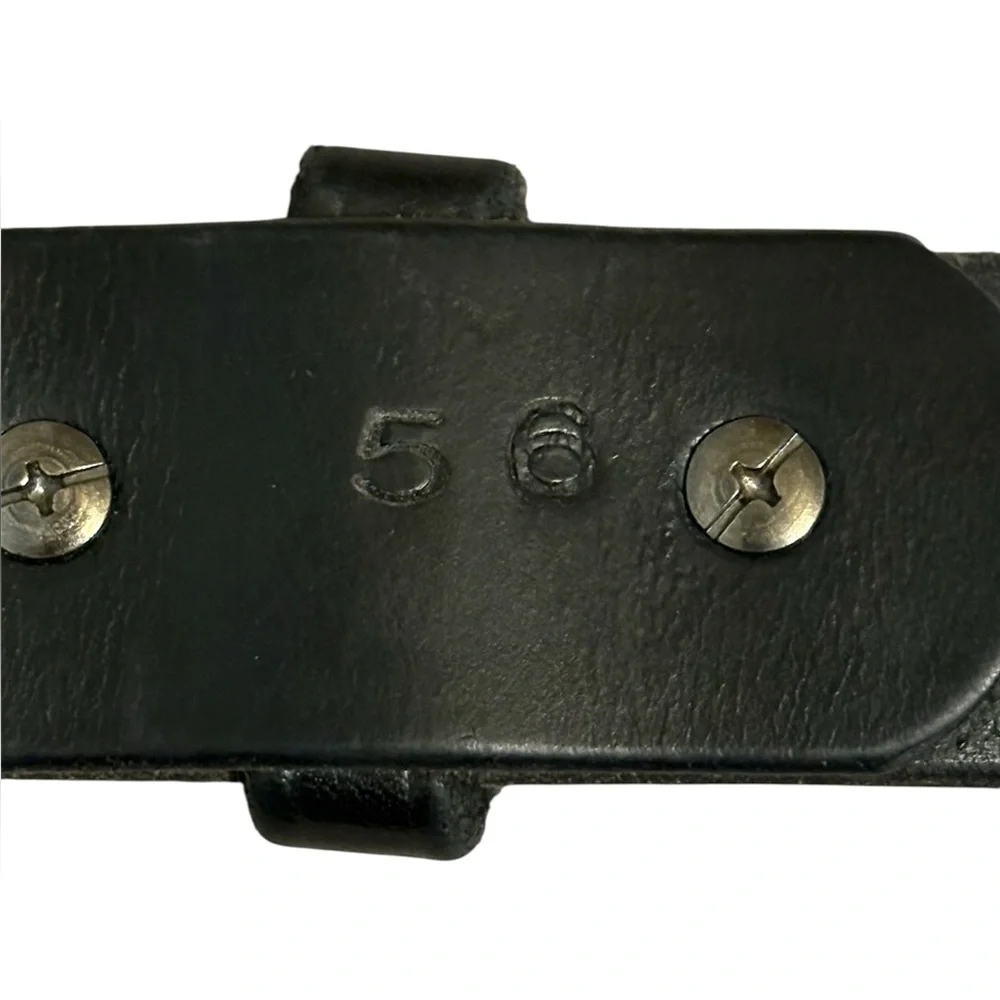 Hanks The Legend 56 Black Leather Double Prong Roller Buckle Wide Belt USA Made